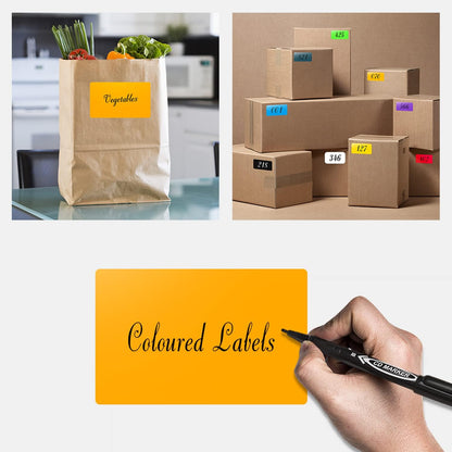 Rectangle Labels Sticker 3×5 Inch Vinyl Floor Stickers Color Coding Name Tags Roll Removable 200 PCS, Orange