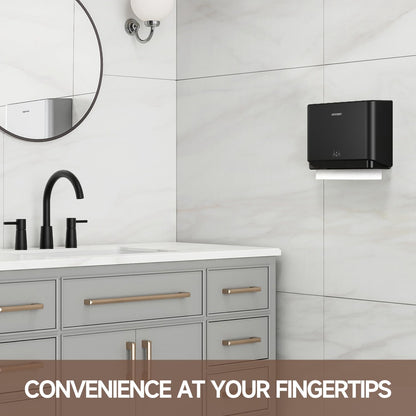 200-Sheet Wall-Mounted Paper Towel Dispenser, Fits Multi-Fold Towels up to 10x3.1 Inches, Perfect for Home & Business (Black)