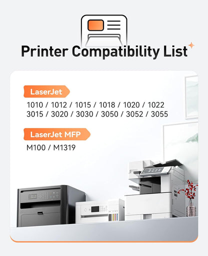 12A Black Toner Cartridge 2-Pack Replacement for HP 12A Q2612A Toner Compatible with HP LaserJet MFP M1005 M1319f 1010 1012 1015 1018 1020 Plus 1022 1022n 1022nw 3015 3020 3030 3050z 3052 3055 Printer