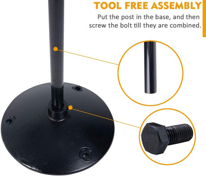 Heavy Duty Cast Iron Sign Post and Base Kit - 17" DIA Stand with 48" Post and Bolts & Nuts for Hanging Signs, Portable Sign Holder for Parking and Recreational Use