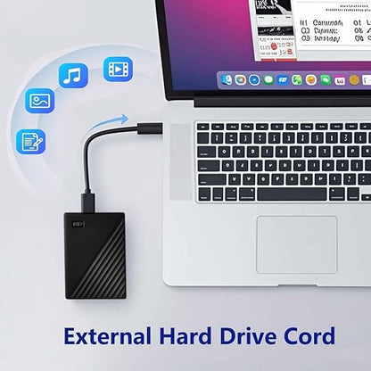 External Hard Drive Cable Micro B to USB C Cord for Western Digital WD My Passport Ultra, Seagate, Toshiba Canvio, UnionSine, LaCie USB 3.0 Micro B Cable for iPhone 16 15, PC, Mac, MacBook,Samsung