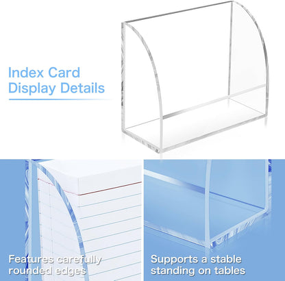 Index Card Display Stand 4.7 X 2.4 X 6.3 Acrylic Card Holder for Desk File Note 4x6 Clear Postcard Stand Index Card Rack Acrylic Business Stand for Office Business Classroom(No Card)