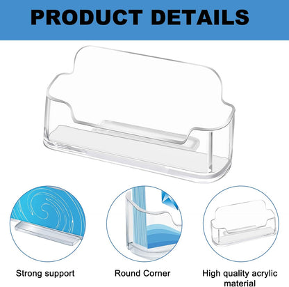 Mototo Acrylic Business Card Holder for Desk, 20 Pack Plastic Business Card Display Clear Business Card Holder Desktop Cards Stand for Home Office Exhibition Desk Table, Fits 30-50 Business Cards