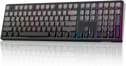 EPOMAKER TH108 Full Size Mechanical Keyboard, Wireless Gaming Keyboard, 8000mAh Battery, Creamy Gasket, 108 Keys, Hot Swap, Custom Driver, RGB Backlights (Black, Sea Salt Silent Switch)