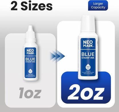 Premium Stamp Ink, Quick-Drying & AP-Certified Non-Toxic Refill Ink for Self-Inking Stamps, Date Stamps and Stamp Pads (Blue, 2oz)