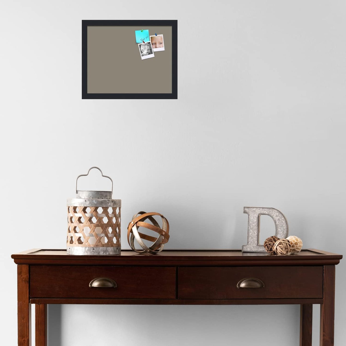 PinPix 15x12 Inch Cork Bulletin Board. This Decorative Framed Pin Board Comes with Pewter Design and a Satin Black Frame. Ideal for Home Office Decor or Message Board (PinPix-1812)