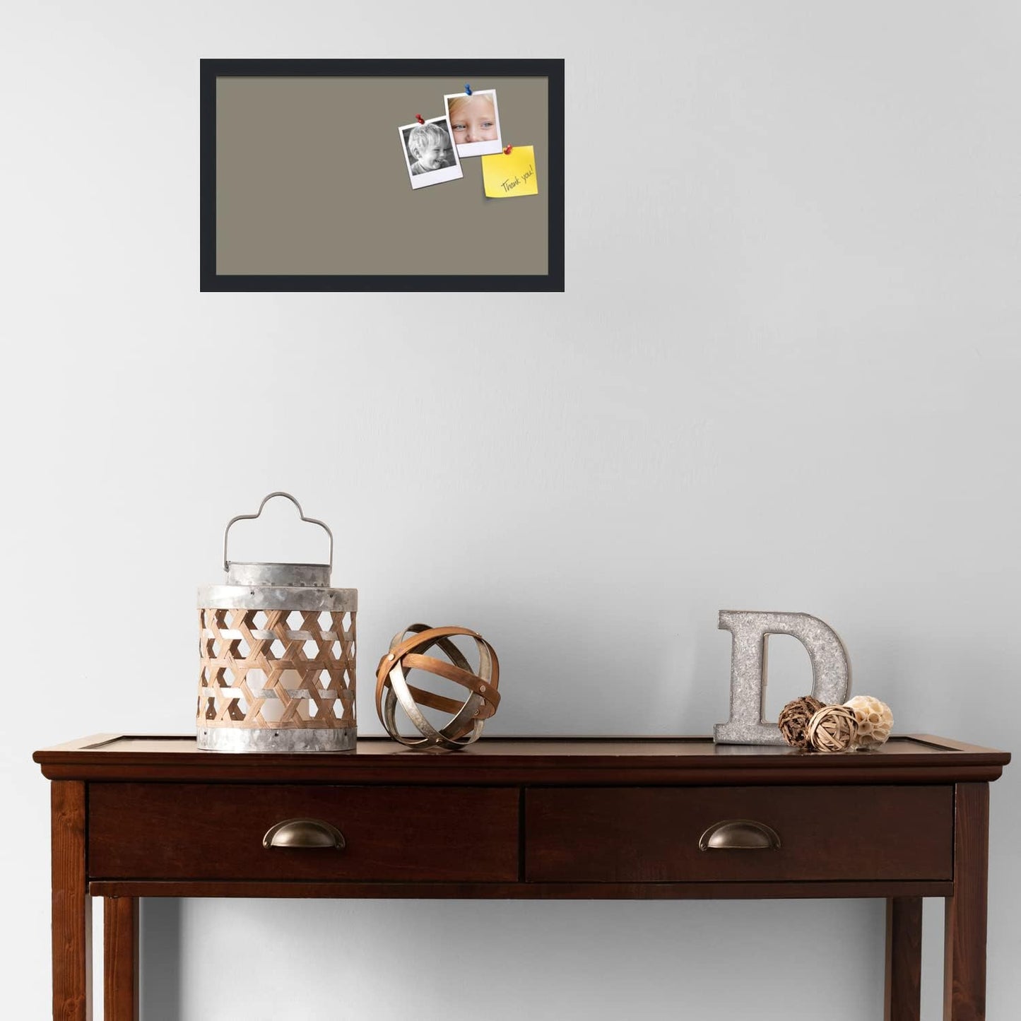 PinPix 20x12 Inch Cork Bulletin Board. This Decorative Framed Pin Board Comes with Pewter Design and a Satin Black Frame. Ideal for Home Office Decor or Message Board (PinPix-1812)