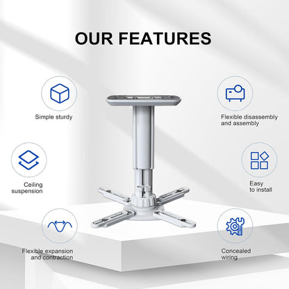 Jomard Universal Projector Ceiling Mount, Adjustable Height Extendable Arms, Wall Or Ceiling Projector Mount for Home and Office