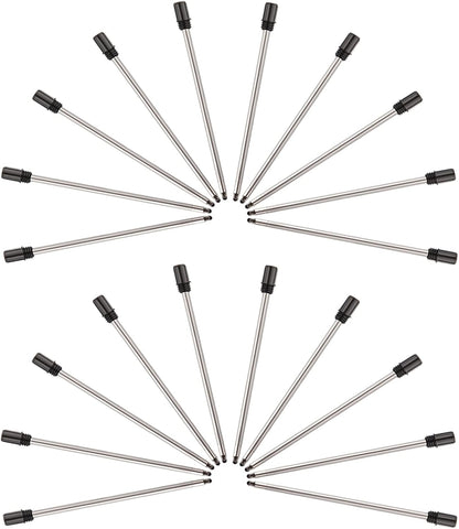 YOUMI Refill 2.75" (20pcs) replaceable ballpoint pen refill, Black ink 1mm midpoint metal refill (Black refill)