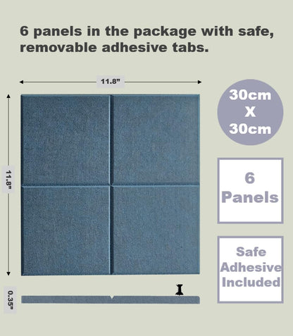 Cork Board 24 x36 Alternative - 6 Pack Felt Wall Tiles with Safe Removable Adhesive Tabs, Cork Boards for Walls for Home Office Pin Board Tack Board Cork Board - Prussian Blue