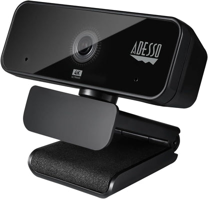 Adesso Cybertrack H6 4K Ultra HD USB Webcam with Built-in Dual Microphone & Privacy Shutter Cover, Black