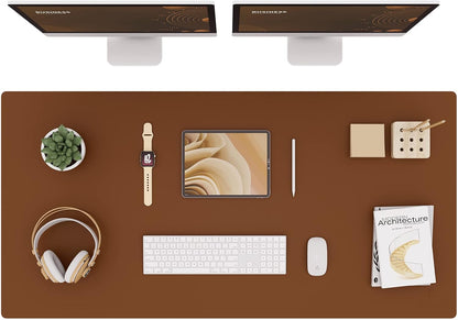 K KNODEL Large Office Leather Desk Mat, Mouse and Keyboard Pad, Computer and Laptop Mat, Desktop Protector and Cover, Writing Pad and Blotter (47.2"x23.6", Brown)