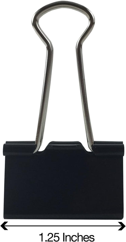 Clipco Binder Clips Medium 1.25-Inch Black 96-Pack