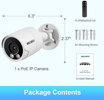 PoE Camera 4MP, Outdoor IP67 Bullet Security IP Camera, Smart Dual Light Full Color Night Vision, Built-in Mic, 2.8m Lens 110° Angle Viewing, Human/Vehicle Detection, INB4FD38F (White)