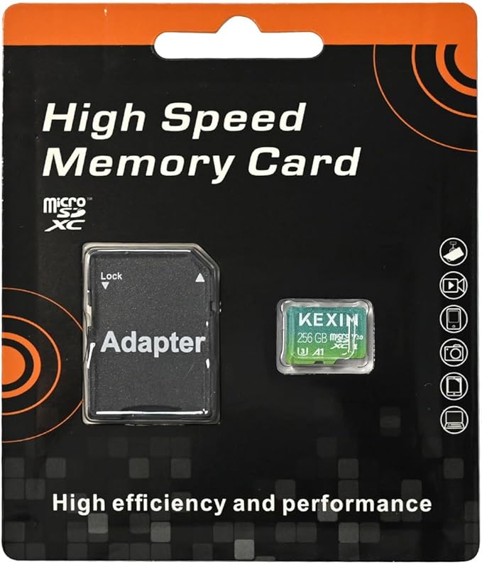 KEXIN 256GB Micro SD Card with Adapter - Up to 90MB/s 4K, V30, A1, C10, 4K UHD High Speed microSDXC UHS-I Memory Card Compatible with Action Camera Drone Game Console Smartphone Tablet,256 G,Single