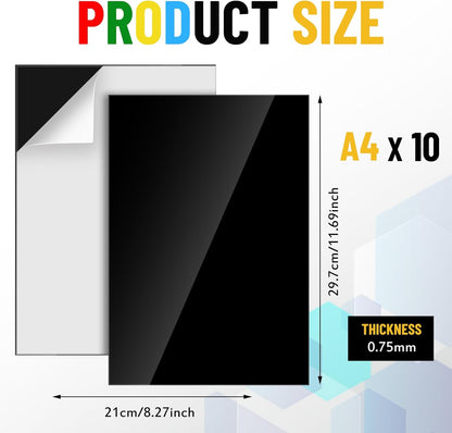 Pangda 10 Pack 8.5" x 11" Magnetic Sheets with Adhesive Backing 30 Mil Flexible Steel Vinyl Magnet Sheet for Crafts Magnetic Stickers Photos Kitchen Fridge Home Office