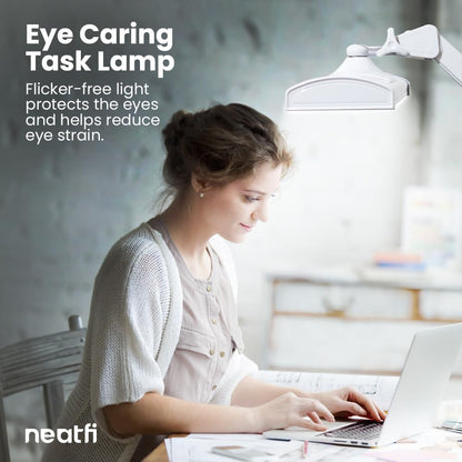 Neatfi Ultra 3,500 Lumen LED Desk Lamp, 45W, 26-Inch Wide Metal Shade, 270 SMD LEDs (Non-CCT with Clamp, White)