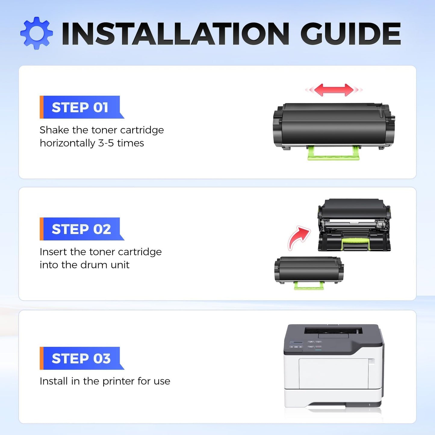56F1H00 Toner Cartridge with chip Black Replacement for Lexmark 56F1H00 Toner Compatible for Lexmark MS321 MS421 MS521 MS621 MS622 MX321 MX421 MX521 MX522 MX622 Laser Printer dn adw adn dw ade de adhe