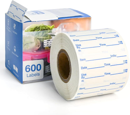 L LIKED 2x1 Dissolvable Labels, 600 Stickers, Use by Food Rotation Labels for Storage and Container (600, Blue)