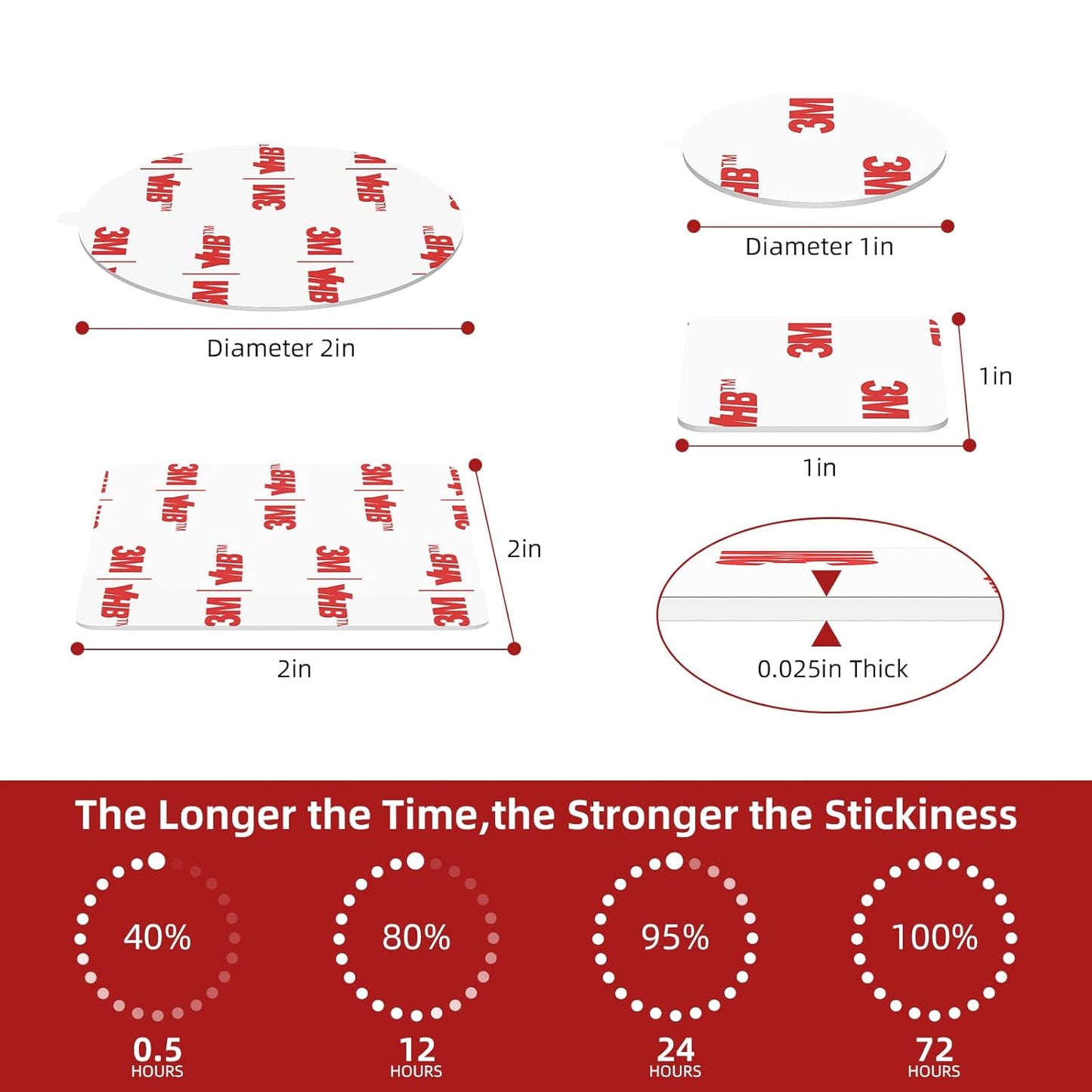 Made of 3M Double Sided Adhesive Pads VHB 2" Diameter 20 PCS Round White 4930 Heavy Duty Strong Adhesive Mounting Waterproof Foam Tape for Car Home Office Décor