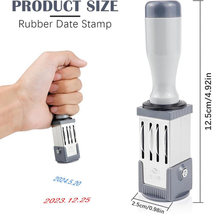 Time Date Stamp - Handheld Rolling Stamp, Round Plastic, Portable for Diary, Homework, Daily Use, 32MM
