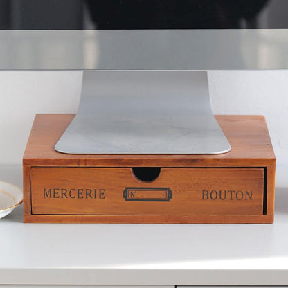 Vintage Drawer Wooden Drawers Organizer, 16-Drawer Desktop Organizer With Drawers, Iron Label Holders, Brown, For Store Cosmetics, Files, Books, Letters, Papers, Magazines (2-Drawer)