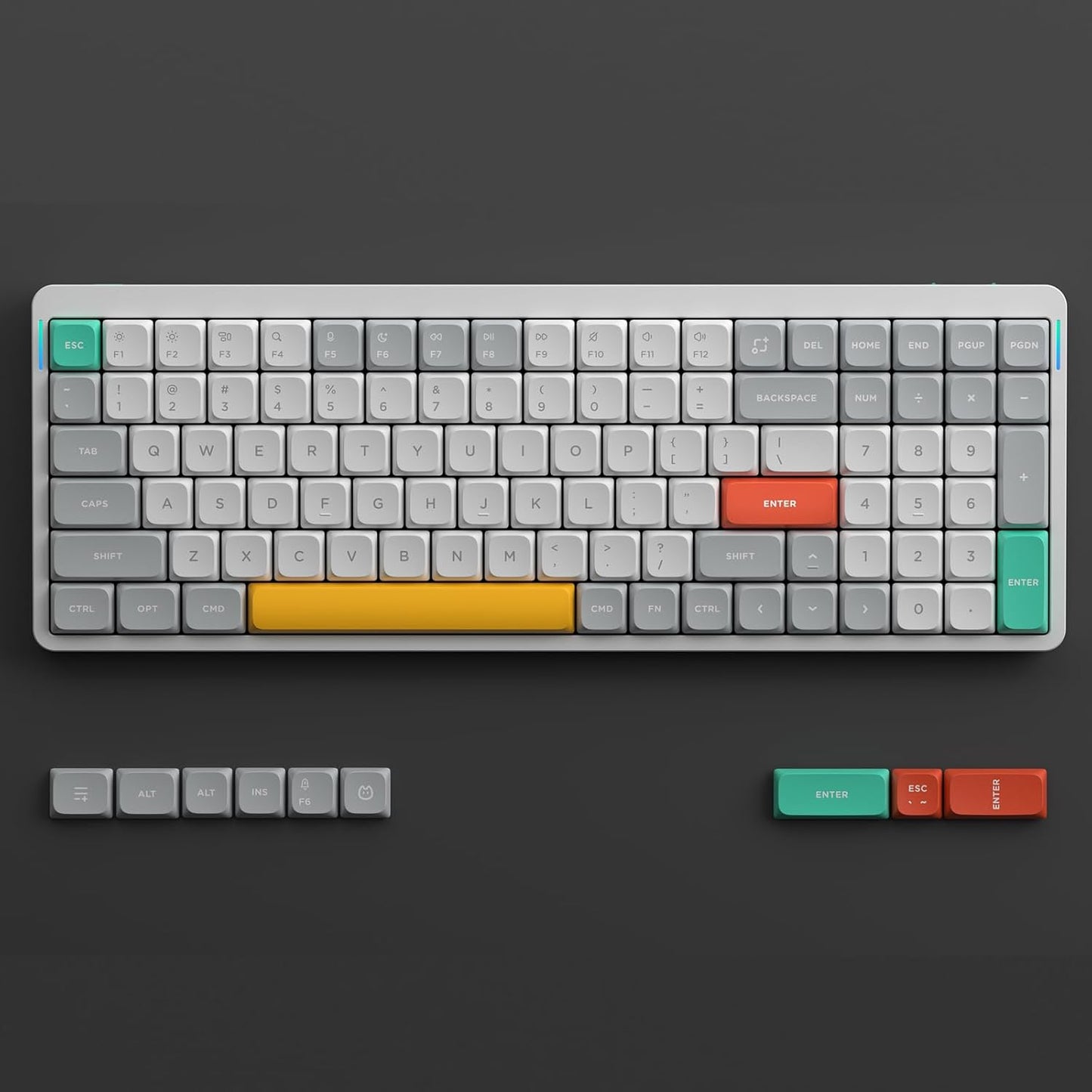 nuphy Air96 V2 Wireless Mechanical Keyboard,100 Keys RGB Backlit Keyboard,Supports Bluetooth 5.1,2.4G and Wired Connection,for PC/Laptop/Windows/Mac -White Gateron Cowberry Switch