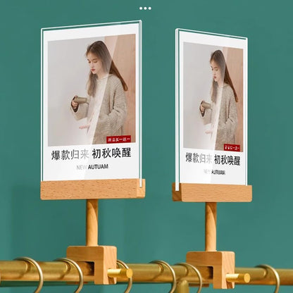 Acrylic Sign Holder with Clamp Double Head Display with Acrylic Frame Sign Holder Price Tag Clip for Clothing Stores (Horizontal A5 210×148mm/8.27×5.83inches)