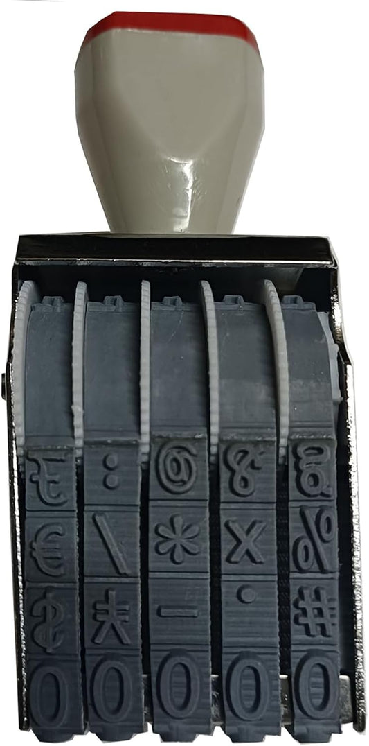zeng Adjustable Number Stamp, with Number 0-9 and Symbols, Manual Rolling Office Business Stamp, Supermarket & School Supplies, Multicolor (Large 5 Digit)