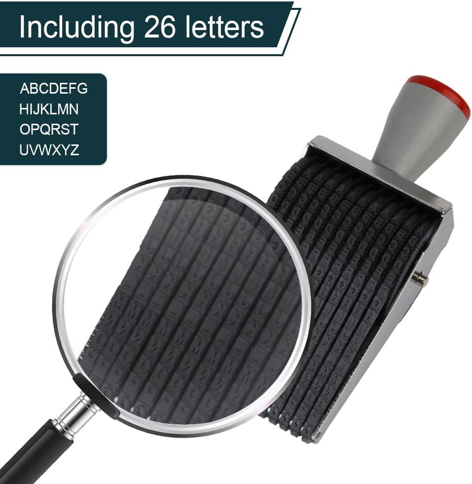 12 Digits Roller Stamp Personalized English Alphabet Number Symbol Rolling Wheel Stamp Multi-Function DIY Scrapbooking Roller Stationery