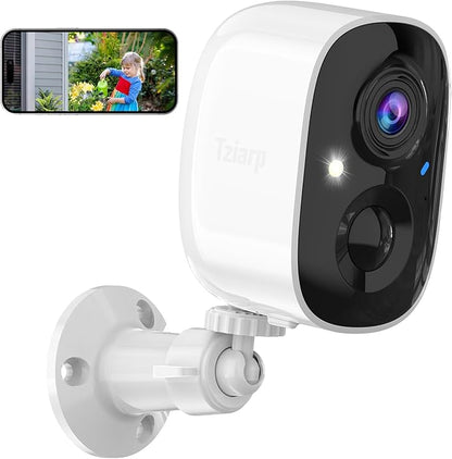 2K UHD Smart Wireless Security Camera Indoor/Outdoor,Battery Powered WiFi Camera with Color Night Vision, Motion Detection, 2-Way Audio, Weatherproof, Cloud/SD Storage for Home Security (2.4GHz Only)