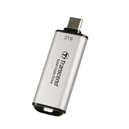 Transcend 2TB External SSD, USB 3.2 Gen2, Up to 1,050MB/s, Portable SSD with Type C, for Steam Deck, ROG Ally, MSI Claw, Windows & Mac, iPhone, iPad, Android, PS5, Xbox, Smart TV, Silver