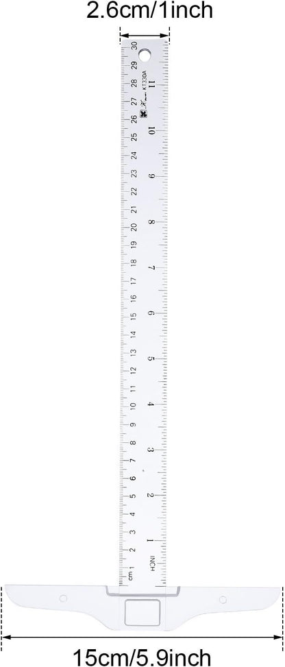 12 Inch/ 30 cm T-Square Ruler Plastic Transparent T-Ruler for Drafting and General Layout Work (4)