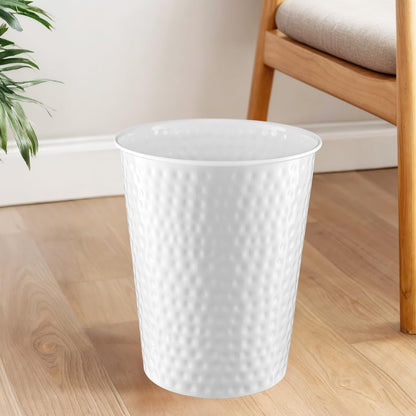 Monarch Abode White Hand Hammered Metal Wastebasket for Home Office Bedroom, Decorative Waste Basket, Modern Bathroom Garbage Can, Durable & Decorative Trash Bin, White Bathroom Trash Can