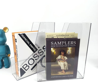 Vertical File Holder, 4 pack Clear Plastic Document Organizer and Clear Magazine Organizer, Multi-purpose Document Organizer for Home Office