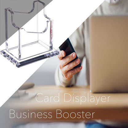 PARTSPOWER Acrylic Business Card Holder for Desk, Vertical Clear Business Name Card Display Stand, Desk Accessory Business Name Card Organizer (Vertical, 1-Slot)