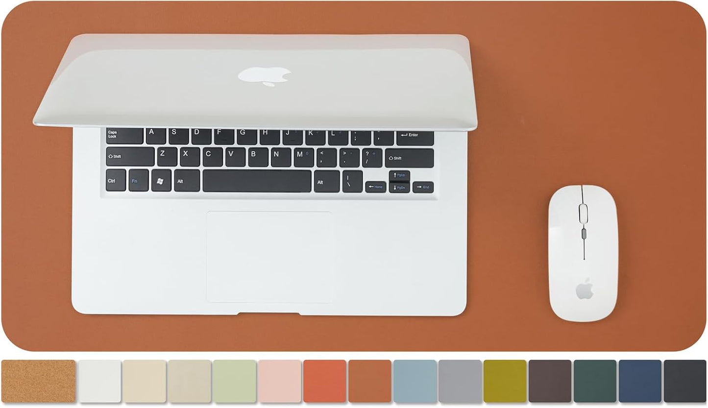Compact Cork Desk Mat - Small Dual-Sided Desk Pad for Office and Home - Desk Organization and Accessories - Ideal for Large Mouse Pad and Small Desk Mats on Top of Desks(Brown,23.6"x 11.8")