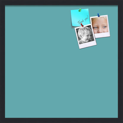 PinPix 22x22 Inch Cork Bulletin Board. This Decorative Framed Pin Board Comes with Aqua Pastel Design and a Satin Black Frame. Ideal for Home Office Decor or Message Board (PinPix-1806)