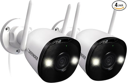 Defender AI Powered 4K Guard Pro 8MP WiFi 6, Plug-in Power Wireless Security Camera Outdoor, with Smart AI Human Detection, Bluetooth, Two-Way Talk, Works w/Guard App, 2 Pack