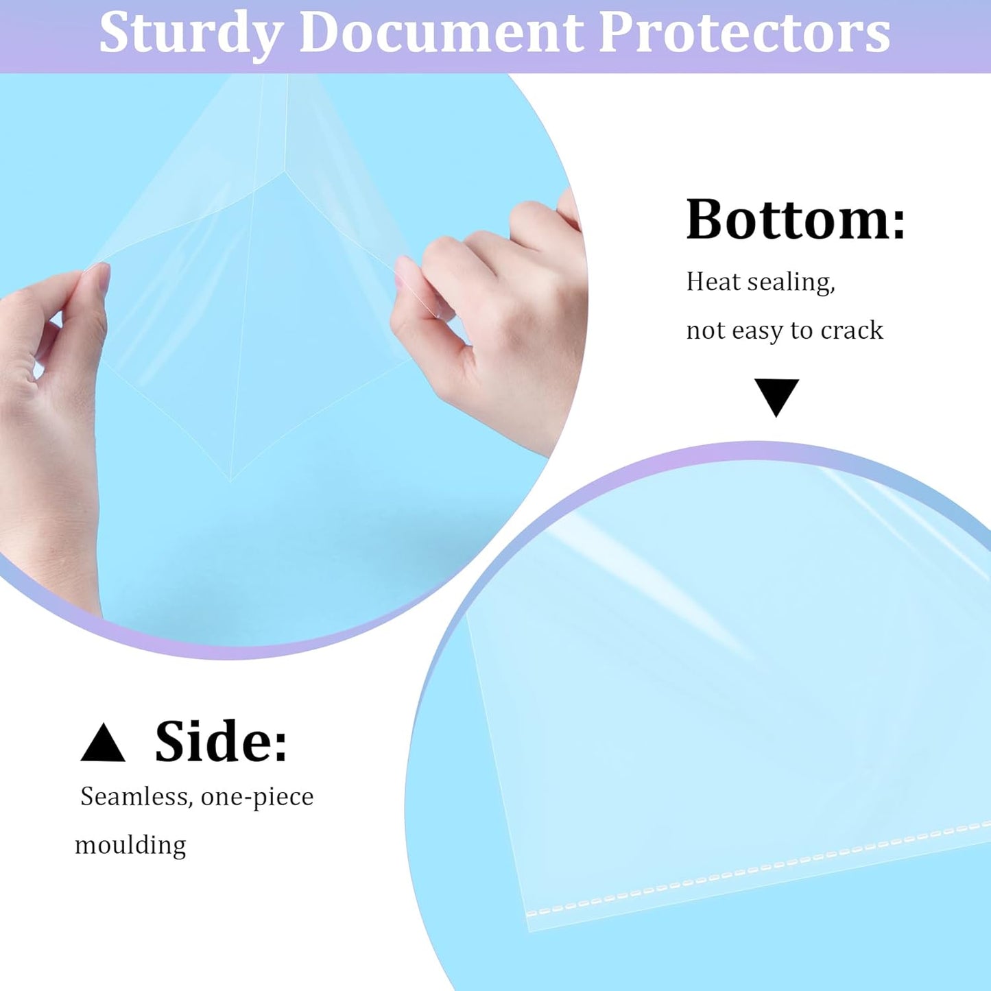100 Pack No Holes Sheet Protectors 8.5 x 11 Inch Letter Size Page Protectors for Documents, Prints, Top Loading Heavyweight Clear View Plastic Sleeves for Papers, Artworks, Photos