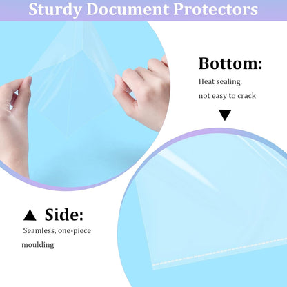 50 Pack No Holes Sheet Protectors 8.5 x 11 Inch Letter Size Page Protectors for Documents, Prints, Top Loading Heavyweight Clear View Plastic Sleeves for Papers, Artworks, Photos