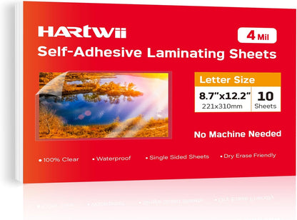 Self Adhesive Laminating Sheets,4Mil 8.5x11inches,10 Sheets Self Sealing Laminating Sheets, Self Adhesive Contact Paper,Clear Laminate Sheets for Stickers,No Machine Needed