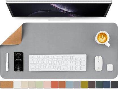 Cork Desk Mat - Dual-Sided Desk Pad for Office and Home - Desk Organization and Accessories - Ideal for Large Mouse Pad and Desk Mats on Top of Desks(Gray,36"x 17")