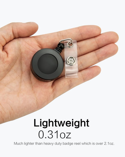 2 Pack Badge Reels Retractable with Key Rings, ID Badge Holder with 2 pcs Waterproof Extra Thick ID Card Holders, Alligator Clip (Black)