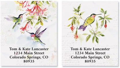 Colorful Images Two Hummingbirds Return Address Mailing Labels, Personalize with Name & Addresses, Set of 144 Self Adhesive, Easy Peel Flat Label Sheets, 1 ½” x 1 ¾”, 3 Designs
