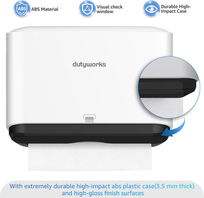 Paper Towel Dispenser Wall Mount, Multifold Paper Towel Holder Adhesive Hand Towel Dispenser for Bathroom Kitchen Commercial, White