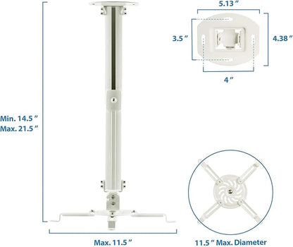Mount-It! Ceiling Projector Mount | Full Motion and Height Adjustable from 14.5-21.5 Inches | Universal Bracket Fits Epson, Optoma, Benq, and Viewsonic Projectors | 30 Lbs Capacity (Medium)