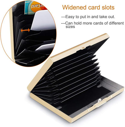 EASTNIGHTS RFID Credit Card Holder Protector Metal Credit Card Wallet Business Card Holder for Men Women Gift Box Package (Gold)