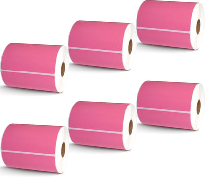 BETCKEY - 4" x 3" Shipping & Multipurpose Labels Compatible with Zebra & Rollo Label Printer,Premium Adhesive & Perforated[Pink, 6 Rolls, 3000 Labels]