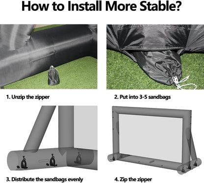 33ft Outdoor Inflatable Movie Screen, No Seam Projector Screen with Air Blower, Support Front & Rear Projection